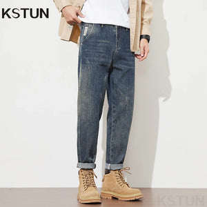 KSTUN Men's Harem Pants Jeans Men Denim Pants Slim Retro Tapered Streetwear Casaul Mens Clothing Vintage 2024 Jeans New Kpop 