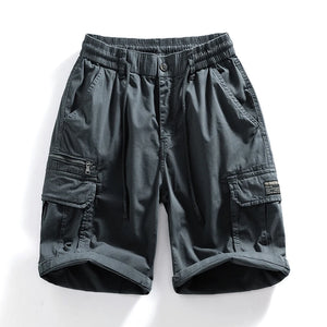 Men Summer Shorts Pants Loose Fit Beach Outdoor Shorts Side Zippers Designer Drawstring Overalls Casual Knee Length Pants 2024 