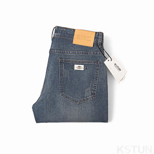 KSTUN Men's Jeans Brand Stretch Slim Straight Retro Blue Men Denim Pants Casual Streetwear Men's Clothing Trousers Spring Autumn 