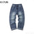 KSTUN Wide Leg Jeans Men Baggy Pants Straight Cut Loose Fit Blue Male Denim Pants Streetwear Men's Clothing Fashion Side Striped 