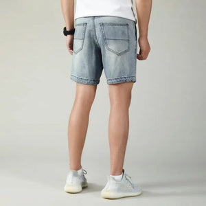 2024 Summer Shorts Jeans Stretch New Men's Shorts Retro Washed Blue Gray Trendy Streetwear Casual Male Shorts Hip Hop Kpop 