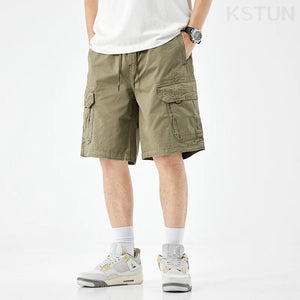 2024 Summer Men's Shorts Pants Men Loose Fit Baggy Cargo Shorts For Man Outdoor Streetwear Casual Knee Length Pants New Kpop 