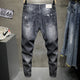 Ripped Jeans Men Blue 2024 Summer Harem Pants Men's Cropped Trousers Ankle