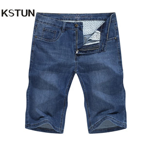 Summer Denim Shorts For Men Jeans Straight Cut Business Casual Ultrathin Stretch Fashion Pockets Men's Cropped Pants Cowboys 