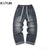 Men's Jeans Pants Loose Fit Wide Leg Baggy Pants For Boys Students Elastic Waist Strawstring Mens Clothing Trousers Streetwear 