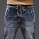 KSTUN Harem Jeans Men Jogging Pants Streetwear Motocycle Elastic Waist Drawstring Designer Casual Denim Pants Men Riding Jeans 