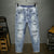 Wide Man Jeans Baggy Pants Loose Fit Original Taper Jeans Men Harem Pants Light Blue Distressed Hip Hop  Men's Cropped Jeans 