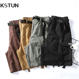 KSTUN Summer Short Pants Men 2024 Cargo Shorts Wide Leg Loose Fit 100% Cotton Overalls Outdoors Men's Casual Shorts New Kpop 