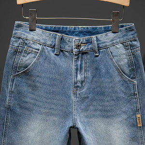 2024 Summer Denim Shorts Jeans Slim Straight Blue Streetwear Men's Shorts Knee Length Pants Casual Side Striped Cowboys Hombre 