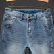 2024 Summer Denim Shorts Jeans Slim Straight Blue Streetwear Men's Shorts Knee Length Pants Casual Side Striped Cowboys Hombre 