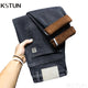 KSTUN 2024 Winter Jeans Men Warmer Harem Pants Thicken Jeans Fleece Blue Stretch Tapered Men's Trousers Streetwear Mens Clothing 