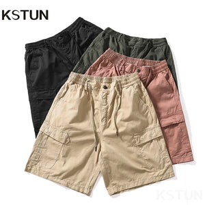 2024 Summer Casual Shorts Pants Men Wide Leg Loose Fit Khaki Black Pink Baggy Shorts For Man Cargo Pants Outdoor Beach Pants 