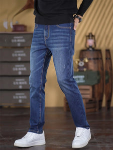 KSTUN Stretch Jeans For Men Blue Slim Straight Streetwear Casual Denim Pants High Quality Brand Men's Trousers Clothing 2025 New 