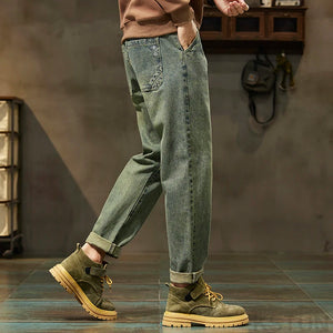 2024 Autumn Men's Jeans Men Harem Pants Denim Loose Fit Baggy Pants Retro Blue Casual Mens Clothing Streetwear Cowboys Oversized 