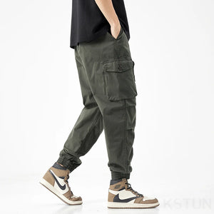 Mens Army Green Loose Pant Joggers Pants Men Cargo Pants Hip Hop Casual Multi