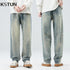 KSTUN Loose Jeans Men Wide Leg Pants Baggy Retro Blue Streetwear Men's Clothing Full Length Trousers Mens Jeans Brand Vintage