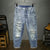 Men Baggy Straight Leg Jeans Light Blue Loose Tapered Jeans Harem Broken Jeans Cropped Pants Hip Hop Men Clothes New Jeans Kpop 