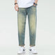 Stretch Jeans Men Harem Pants Retro Blue Tapered 2024 Summer Ankle Length Streetwear Scratches Men's Clothing Cropped Jeans 