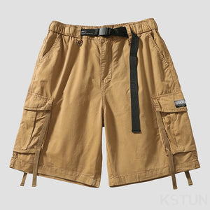 New Men's Casual Cargo Shorts Summer Man Overalls Beach Sports Outdoor Fashion Striped Male Short Pants Loose Fit 100% Cotton 