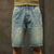 2024 Summer Denim Shorts Men Jeans Loose Fit Wide Leg Knee Length Pants Baggy Jeans Oversized Retro Blue Vintage Casual Large 42 