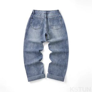 KSTUN Baggy Jeans Men Wide Leg Pants Loose Fit Straight Men's Pants Light Blue Fashion Pockets Trousers Cowboys 2024 New Kpop 