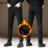 2024 Winter Black Jeans Men Warm Thicken Denim Pants With Fleece Slim Straight Regular Fit Stretch Casual Men's Trousers Clothes