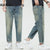 Mens Jeans Brand 2024 Summer Men's Cropped Pants Stretch Casual Men Harem Pants Tapered Fashion Pockets Desinger Streetwear 