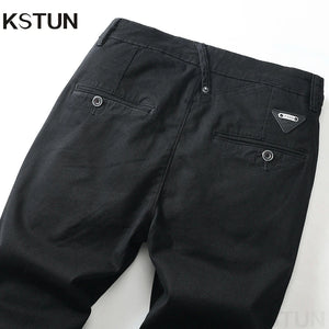 KSTUN Fashion Men Pants Stretch Black Pants Straight Fitness Business Casual Trendy Pockets Desinger Streetwear Men's Trousers 