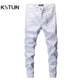 KSTUN White Jeans Men Skinny Fit Stretch Streetwear Denim Pants Men's Trousers Pencil Pants Boys Cowboys 2024 Trendy Fashion 