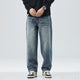 2024 Autumn Loose Jeans Men Baggy Pants Wide Leg Straight Men's Trousers Light Blue Fashion Pockets Deisnger Clothing Streetwear 