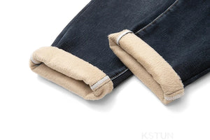 KSTUN Winter Jeans Men Fleece