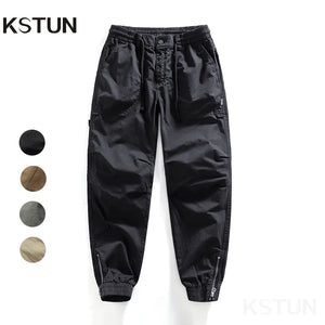 Black Casual Harem Pants For Men Cargo Pants Pleated Man Jogger Pants Striped Elastic Waist Sweatpants Bottom Zipper Desinger 