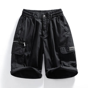 Men Summer Shorts Pants Loose Fit Beach Outdoor Shorts Side Zippers Designer Drawstring Overalls Casual Knee Length Pants 2024 