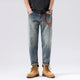 2024 Men Jeans 100% Cotton Loose Fit Fashion Pockets Desinger Saches Male Ankle Length Harem Pants Taper Streetwear Casual 