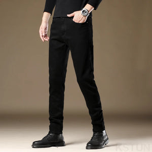 KSTUN Black Jeans For Men Slim Straight Regular Fitness Stretch Denim Pants Casaul Men's Trousers Mens Clothting High Quality 