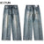 KSTUN Baggy Jeans Men Wide Leg Pants Light Blue Loose Jeans Stretch Male Denim Pants Streetwear Fashion Pockets Patchwork 2024 