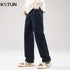 KSTUN Dark Blue Jeans Men Baggy Pants Wide Leg Straight Loose Fit Denim Pants Streetwear Men’s Clothing Trousers Solid Cowboys