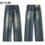 Baggy Pants Men Jeans Loose Fit Wide Leg Jeans Retro Blue Stretch Male Denim Pants Men's Clothing Full Length Trousers Patched 