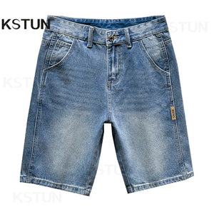 2024 Summer Denim Shorts Jeans Slim Straight Blue Streetwear Men's Shorts Knee Length Pants Casual Side Striped Cowboys Hombre 