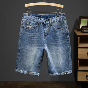 Men's Summer Shorts Jeans Men Denim Shorts Slim Straight Blue 2024 Summer Knee Length Pants Casual Streetwear Men's Clothing 