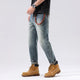 2024 Men Jeans 100% Cotton Loose Fit Fashion Pockets Desinger Saches Male Ankle Length Harem Pants Taper Streetwear Casual 