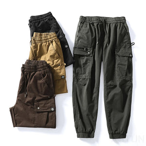 Harem Pants Men Joggers Cargo Pants 2024 Loose Tapered Casual Outdoors Pants Fake Zipper Male Sweatpants Ankle Banded Streetwear 