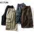 Men Summer Shorts Pants Loose Fit Beach Outdoor Shorts Side Zippers Designer Drawstring Overalls Casual Knee Length Pants 2024