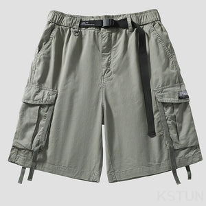 KSTUN Summer Short Pants Men 2024 Cargo Shorts Wide Leg Loose Fit 100% Cotton Overalls Outdoors Men's Casual Shorts New Kpop 