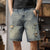 Men's Summer Shorts Jeans Men Denim Shorts Ripped Hip Hop Baggy Pants Knee Length Frayed Light Blue Loose Fit Wide Leg Jeans 