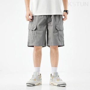 2024 Summer Men's Shorts Pants Men Loose Fit Baggy Cargo Shorts For Man Outdoor Streetwear Casual Knee Length Pants New Kpop 