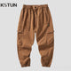 Men Cargo Pants Drawstring Elastic Waist Loose Jogger Casual Pant Harem Sweatpants Ankle