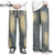 Baggy Jeans Men Loose Fit Wide Leg Pants Retro Blue Vintage Streetwear Strawstring Men's Clothing Cowboys Male Trousers Hombre 