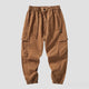 Men Cargo Pants Drawstring Elastic Waist Loose Jogger Casual Pant Harem Sweatpants Ankle