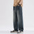 Wide Leg Jeans Men Baggy Pants Loose Fit Retro Blue Denim Pants Vintage Elastic Waist Strawstring Streetwear Jeans Male Homme 